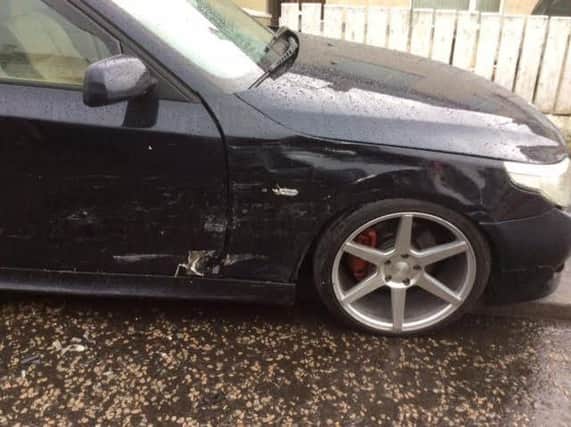 The car which was damaged by joyriders on Friday night.