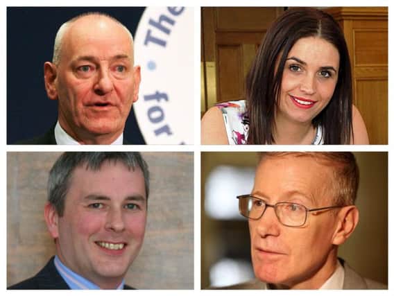 ELECTION 2017 - pictured, clockwise, from top left, Mark Durkan (SDLP candidate - Foyle), Elisha McCallion (Sinn Fein candidate - Foyle), Gregory Campbell (DUP candidate - East Derry) and Richard Holmes (UUP candidate - East Derry).
