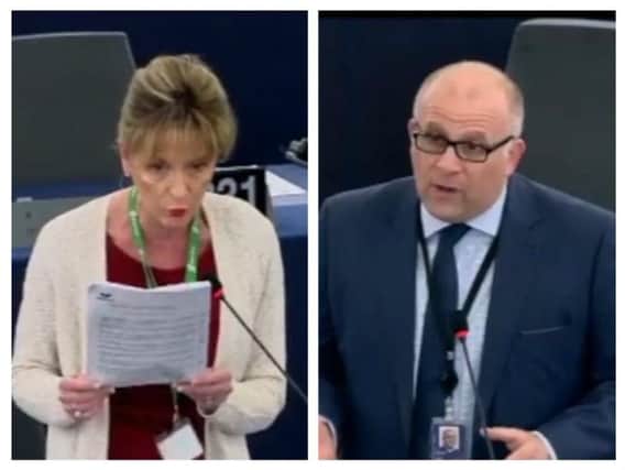 Sinn Fein MEP Martina Anderson and UKIP MEP James Carver.