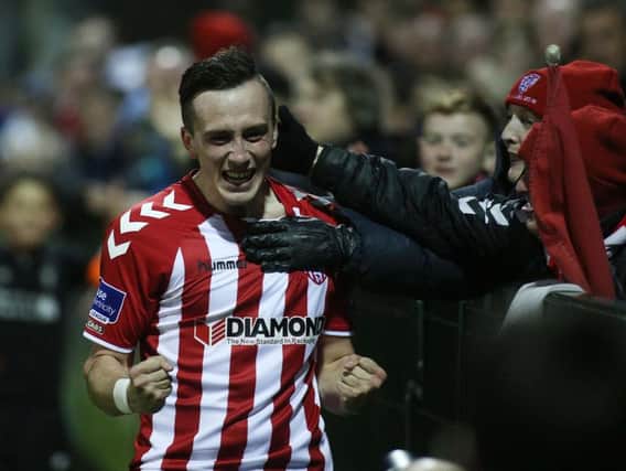 Derry City midfielder Aaron McEneff netted a brace against Shamrock Rovers.