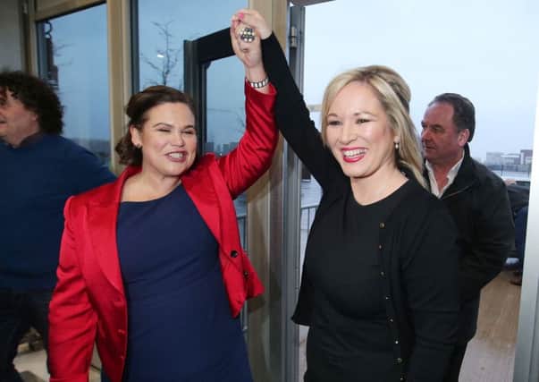 Sinn Fein northern leader Michelle O'Neill and the party's deputy leader Mary Lou McDonald pictured together earlier this year. (Photo by Jonathan Porter / Press Eye.)