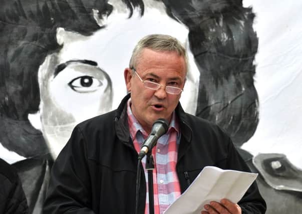 Prominent Monaghan republican John Crawley was the main speaker at the recent unveiling of a mural in Rathkeele Way in memory IRA Volunteer George McBrearty. DER2217GS007