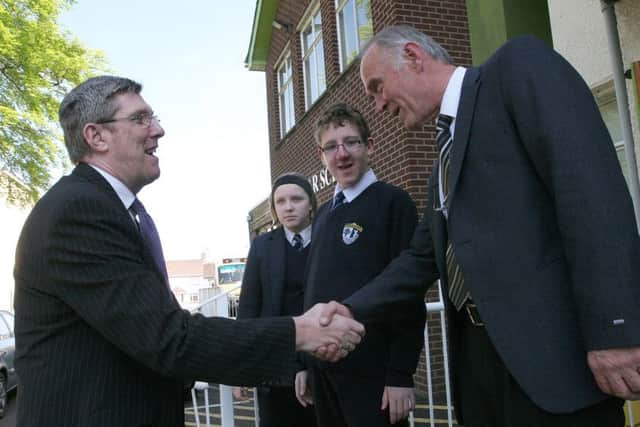 It was this meeting with former education minister John ODowd in 2012 that would result in Rossmar getting a new build. Also pictured with Brian McLaughlin are head boy and head girl at the time, Brandon McKeever and Alina Cranwell. (Journal file photo).