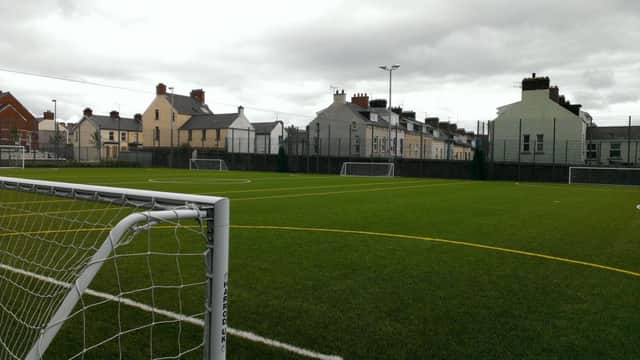 The original fencing erected around the new 3G pitches at Brooke Park.