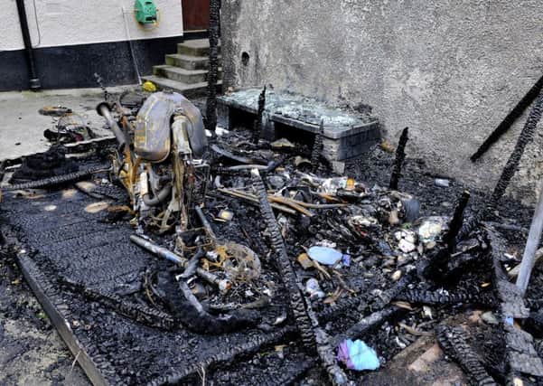 Damage caused by arson attack on a home in Greenhaw Crescent on Saturday night. DER24217GS007