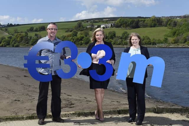 Pictured (l-r) at the announcement of approximately Â¬3.3m worth of funding under the EUs INTERREG VA Programme that is set to help improve the water quality status of Carlingford Lough and Lough Foyle are Paul Kilcoyle from Irish Water, Gina McIntyre Chief Executive Officer of the Special EU Programmes Body (SEUPB) and Sara Venning Chief Executive of Northern Ireland Water. Picture: Michael Cooper.