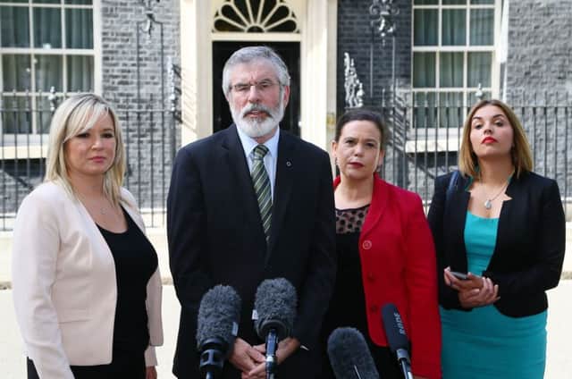 Elisha McCallion MP (far right) with the Sinn Fein delegation which met the British PM at Downing Street.