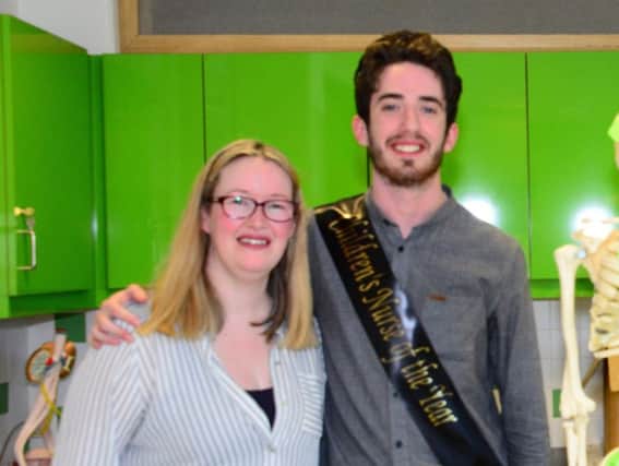 NWRC graduate Christopher Kavanagh who was named Children's Nurse of the Year, pictured with NWRC Lecturer Caroline McKeever