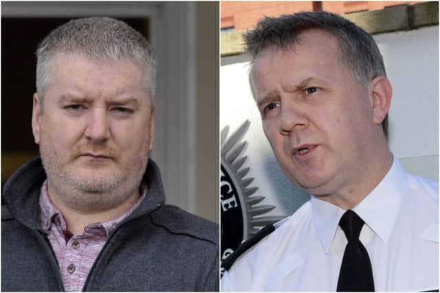 Independent Derry & Strabane Councillor Warren Robinson, and right PSNI Chief Inspector Alan Hutton.