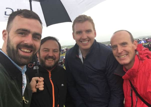 Local men pictured at the final round of the 2017 Irish Open at Portstewart following the news that next years event will be in Ballyliffin and Inishowen are Cllr Jack Murray, Senator PÃ¡draig Mac Lochlainn, Joseph Carlin and Hugh McCarron