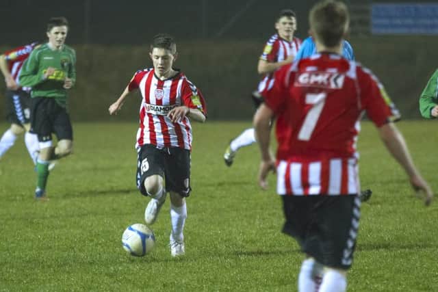 Rory Holden pictured as a 14 year-old in 2013 representing Derry City shortly after making his move from Top of the Hill Celtic. Picture courtesy of the 'Jungle View'.