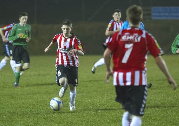 Rory Holden pictured as a 14 year-old in 2013 representing Derry City shortly after making his move from Top of the Hill Celtic. Picture courtesy of the 'Jungle View'.