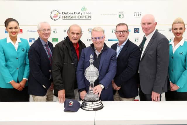 Pictured at the announcement of the Dubai Duty Free Irish Open 2018 Hosted by the Rory Foundation are John Tracey - Chief Executive of Sport Ireland, Colm McLoughlin - Executive Vice Chairman and CEO of  Dubai Duty Free, Keith Pelley - Chief Executive of the European Tour, Barry Funston - Chief Executive of the Rory Foundation and John Ferran - General Manager Ballyliffin Golf Club.