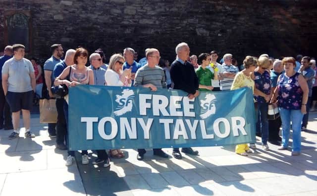 Attendees at the protest on Sunday calling for Tony Taylor's release.