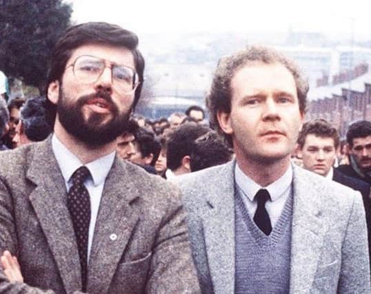 Martin McGuinness and Gerry Adams pictured in Derry in 1987. (Pacemaker Press Intl.)