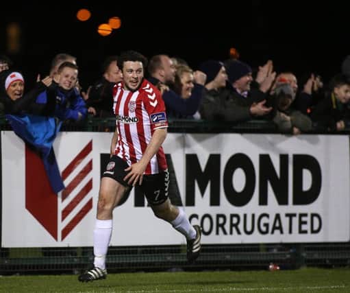 DIAMOND GEEZER  . . . Barry McNamee netted his ninth goal of the season after just 30 seconds of Sunday's clash with Limerick at Maginn Park.