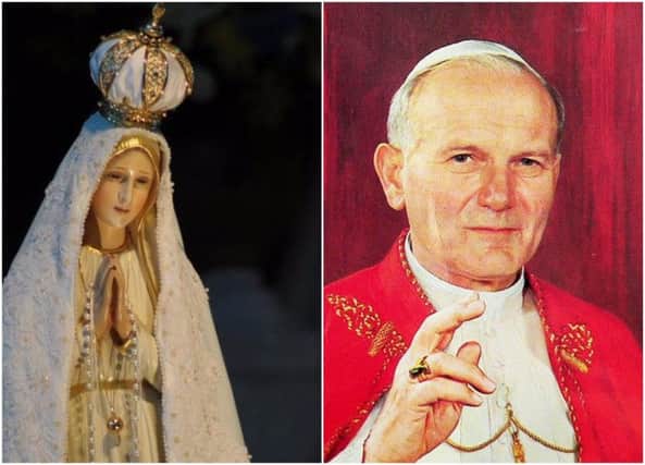 The Our Lady of Fatima statue and relics of Saint John Paul II will be brought to Ballykelly. (Photos by Joseph Ferrara; Beyond Forgetting)