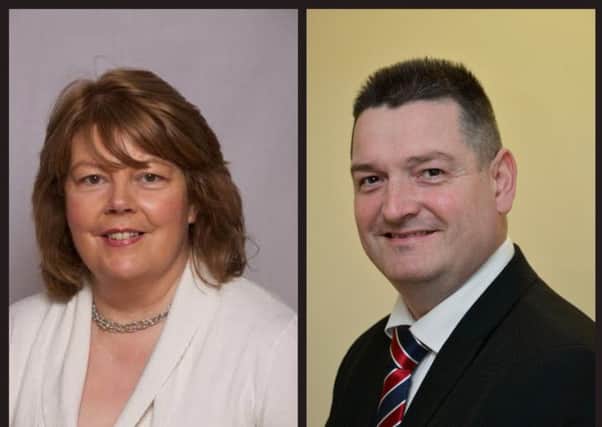 Sinn Fein Councillor Patricia Logue and DUP Alderman David Ramsey