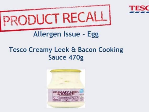 Tesco is recalling the sauce because of allergy fears.
