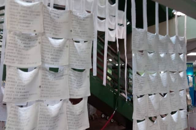 Part of the Linen memorial installation.