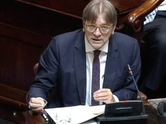 Mr.Verhofstadt pictured in the Dail on Thursday. (Photo: Oireachtas TV)