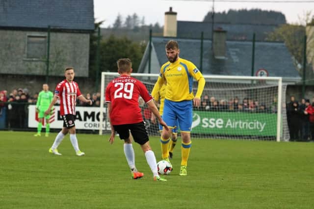 Paddy McCourt on the ball for Finn Harps against Derry City. Photo Stephen Doherty