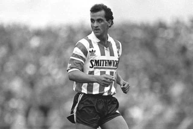 Striker Owen Da Gama, pictured in a Adidas Derry City kit during the 1988/89 season.