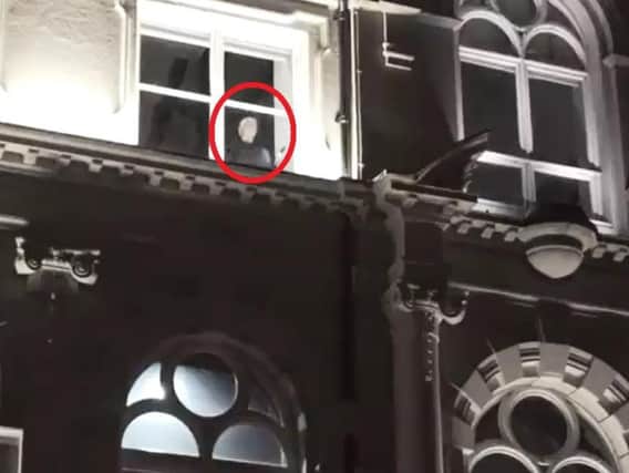 The 'phantom nun' is circled in red above. (Photo/Video: courtesy of The Playhouse Theatre/Derry City and Strabane District Council).