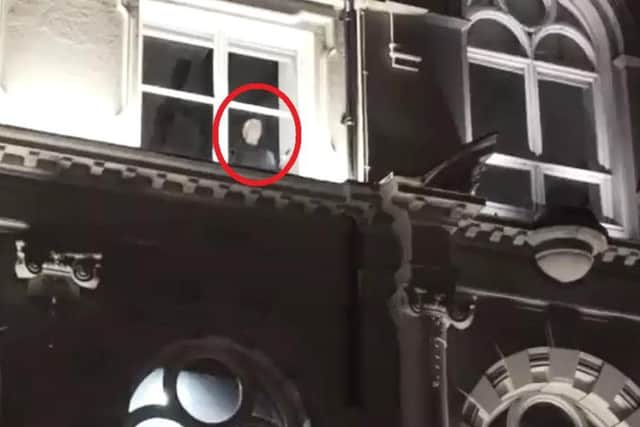 The 'phantom nun' is circled in red above. (Photo/Video: courtesy of The Playhouse Theatre/Derry City and Strabane District Council).