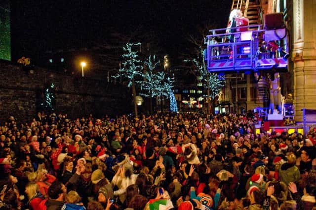 A section of the crowd from a previous Christmas Lights Switch On. Thousands are again expected at this year's event. (Pic Inpresspics.com.)